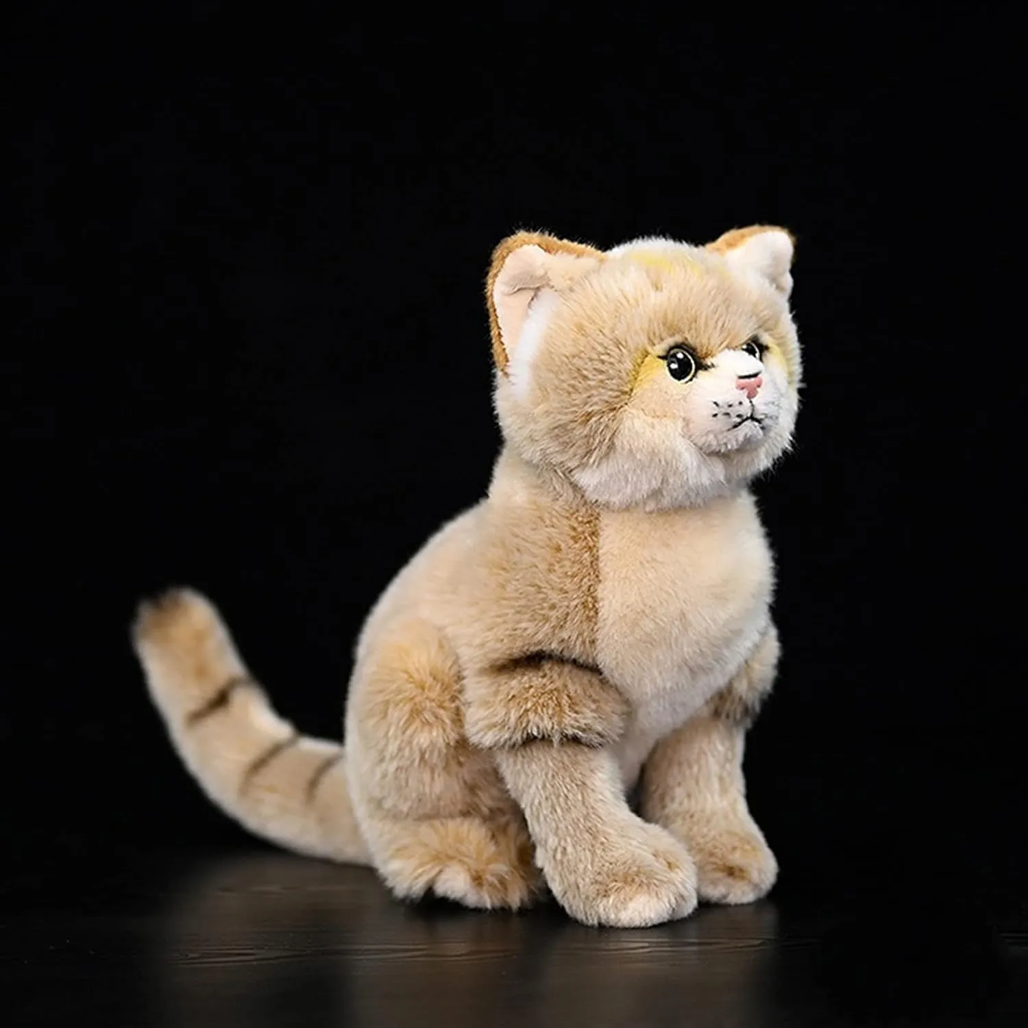 Tiny Heart Simulation Dune Cat Plush Toys, 9.84 Soft Realistic Sand Cat Stuffed Animal Toys Home Decoration Easter for Kids Boys and Girls