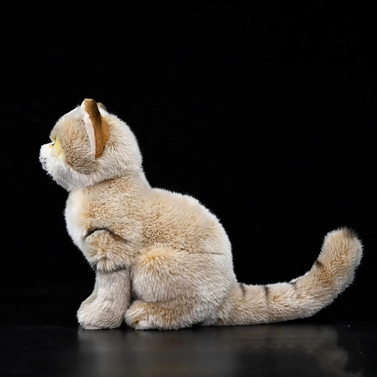 Tiny Heart Simulation Dune Cat Plush Toys, 9.84 Soft Realistic Sand Cat Stuffed Animal Toys Home Decoration Easter for Kids Boys and Girls
