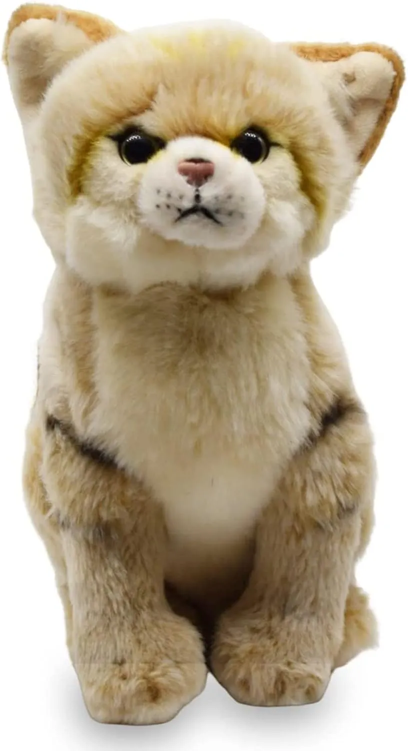 Tiny Heart Simulation Dune Cat Plush Toys, 9.84 Soft Realistic Sand Cat Stuffed Animal Toys Home Decoration Easter for Kids Boys and Girls