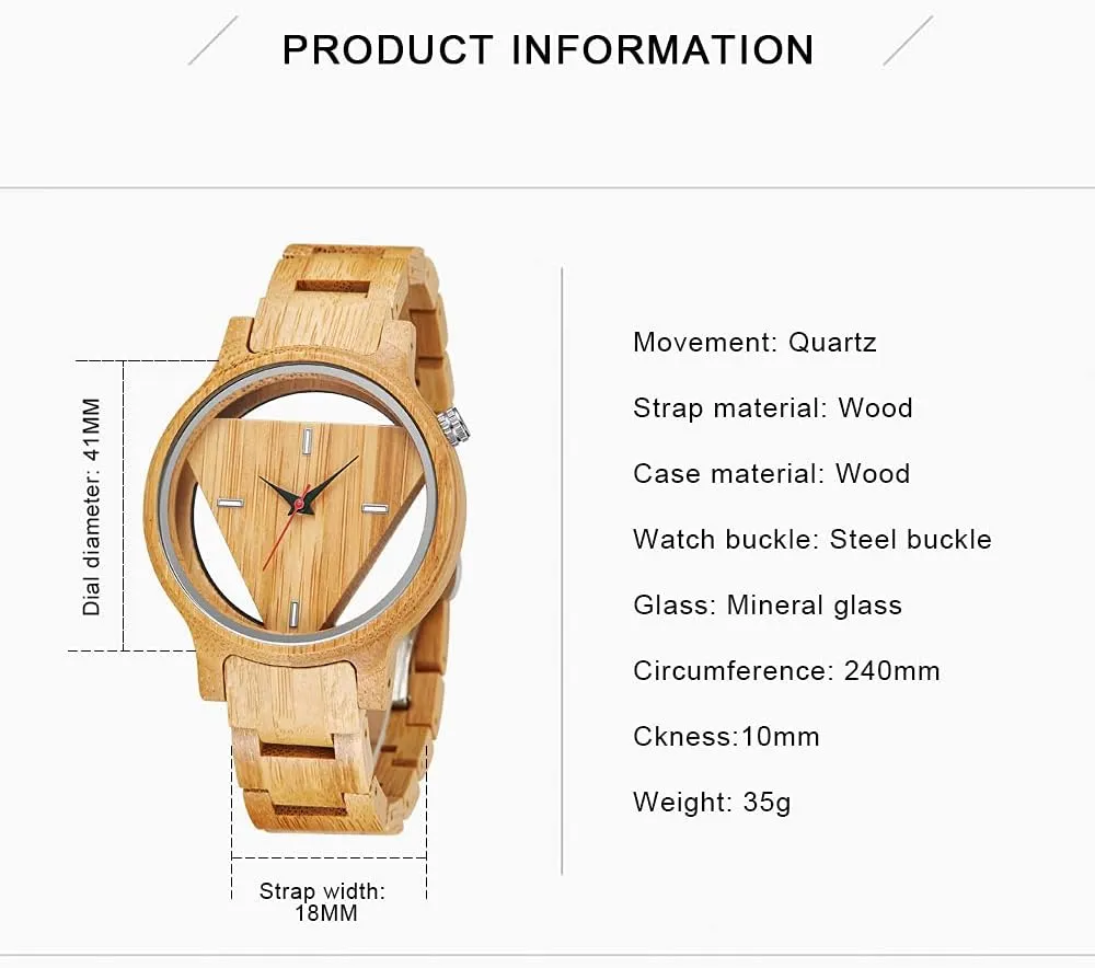 Tiong Brand Wooden Watches Mens with Handmade Colorful Bamboo Wood Watch Analog Date Quartz Wooden Watch for Men