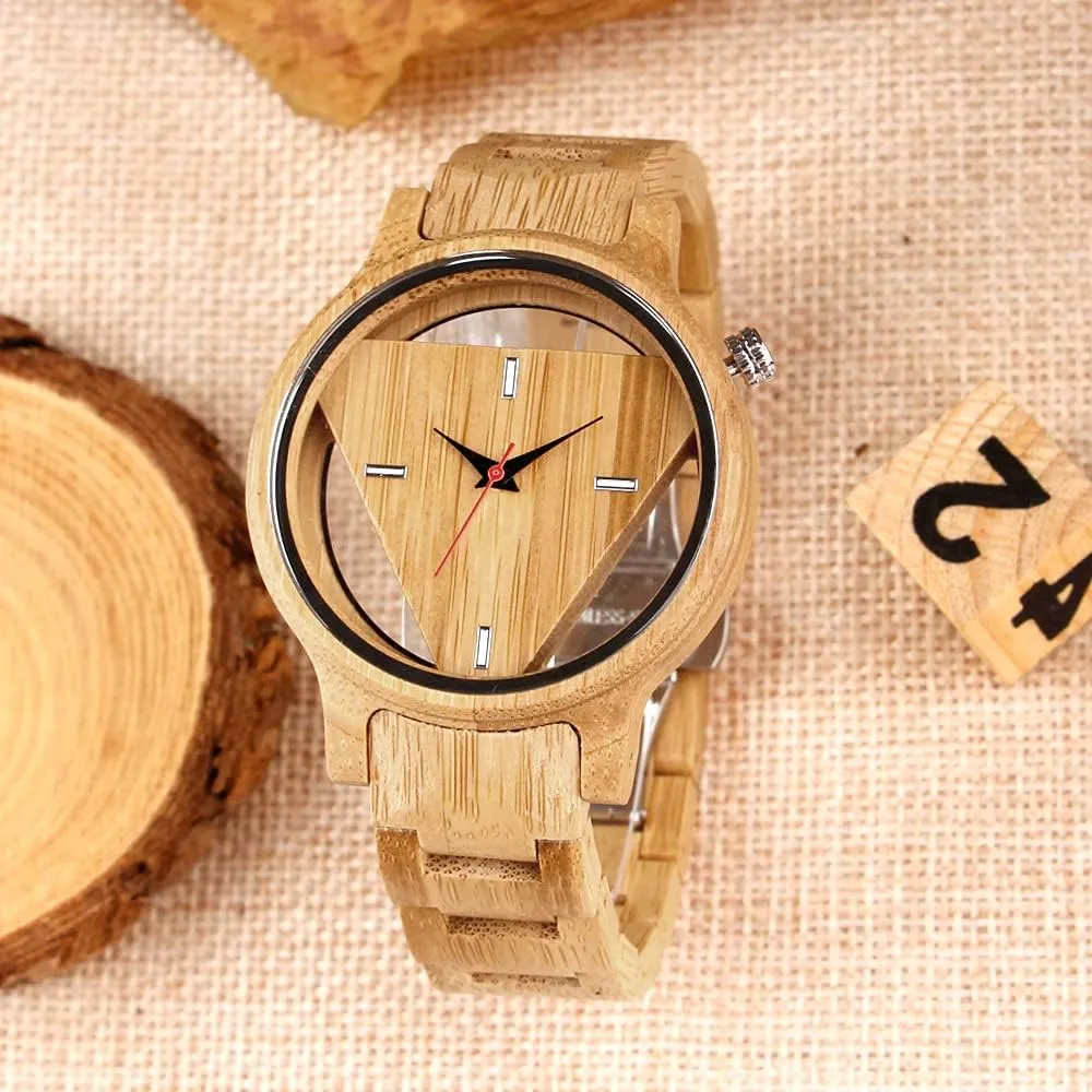 Tiong Brand Wooden Watches Mens with Handmade Colorful Bamboo Wood Watch Analog Date Quartz Wooden Watch for Men