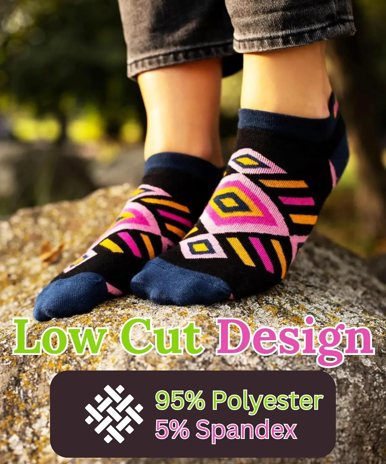 Tipi Toe Women's 20 Pairs Funny Novelty Low Cut Colorful Patterned No Show Socks For Women