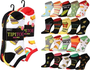 Tipi Toe Women's 20 Pairs Funny Novelty Low Cut Colorful Patterned No Show Socks For Women