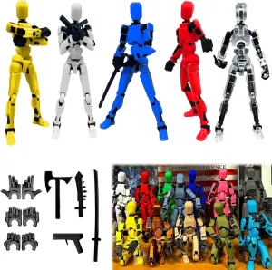 Titan13 Action Figure, Lucky Robot 13 Action Figures, 3D Printed Multi-Jointed Movable Action Figure, Dummy Robot 13 Action Figures for Desktop Decorations Game Gifts(5pcs)
