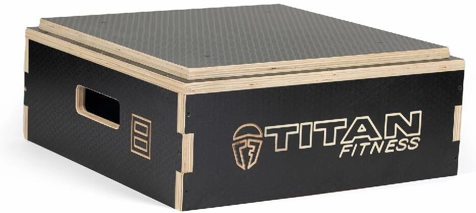 Titan Fitness Anti-Slip 8in Stackable Wooden Plyometric Box, Pro-Duty Plyo Box, Jump Step-Up Box Squat, Home Garage Gym Training
