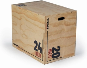 Titan Fitness Wooden Plyometric Box, 20in 24in 30in, Pro-Duty Plyo Box, Jump Step-Up Box Squat, Home Garage Gym Training
