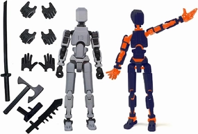 Titan T13 Action Figures Set -(Assembly Required) Robot Action Figure Fidget Toys for Nova N13 Anime Figures with 3D Lucky Dummy 13 Robot Figures Multi Movable Joints Gifts (Grey OrangeBlue)