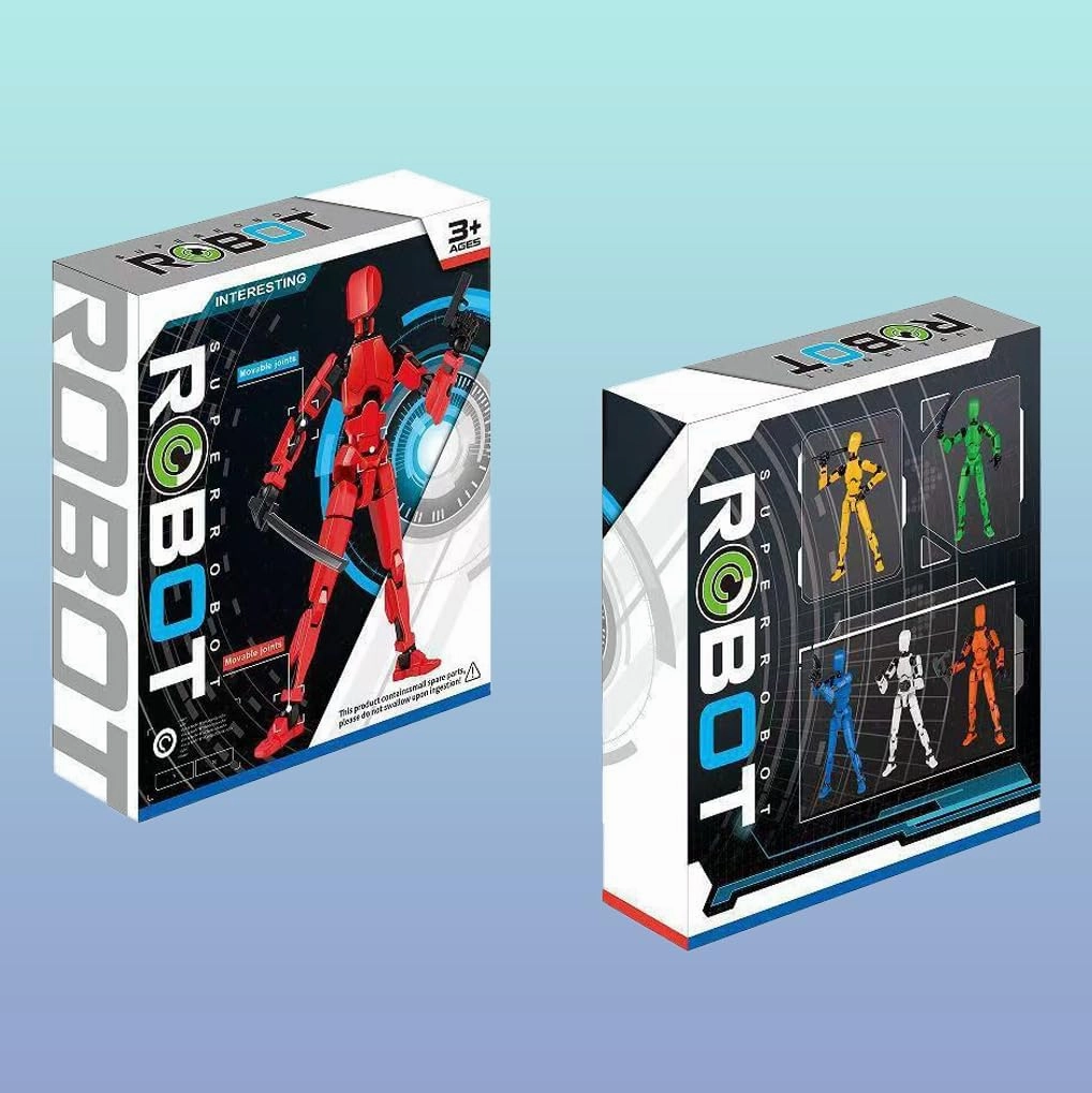 Titan T13 Action Figures Set -(Assembly Required) Robot Action Figure Fidget Toys for Nova N13 Anime Figures with 3D Lucky Dummy 13 Robot Figures Multi Movable Joints Gifts (Grey OrangeBlue)