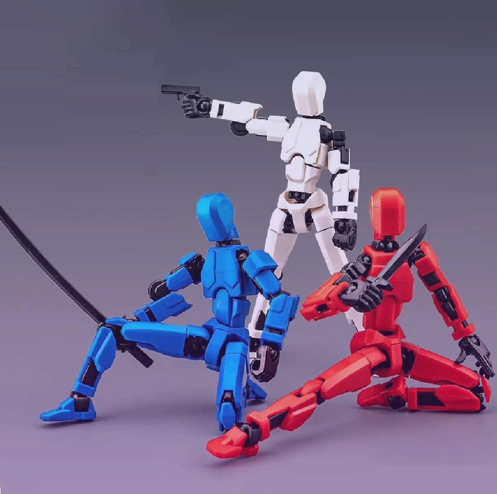 Titan T13 Action Figures Set -(Assembly Required) Robot Action Figure Fidget Toys for Nova N13 Anime Figures with 3D Lucky Dummy 13 Robot Figures Multi Movable Joints Gifts (Grey OrangeBlue)