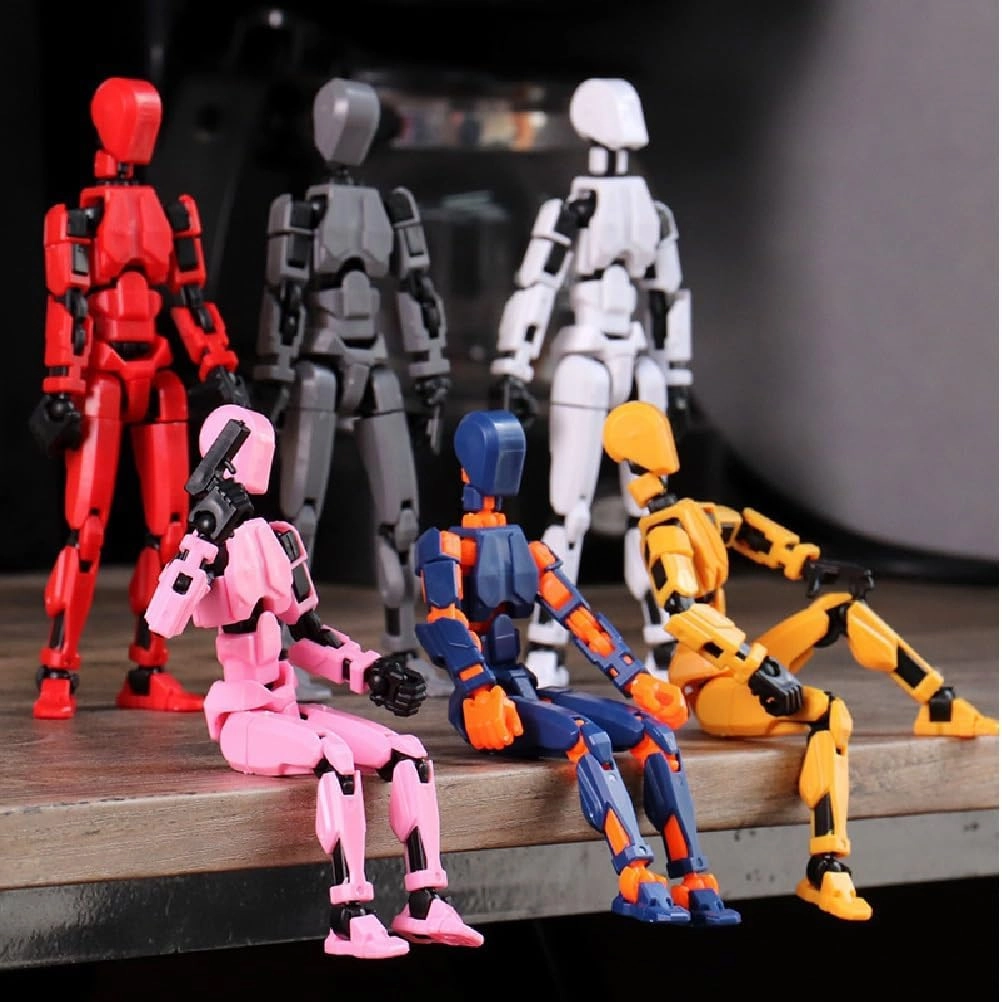 Titan T13 Action Figures Set -(Assembly Required) Robot Action Figure Fidget Toys for Nova N13 Anime Figures with 3D Lucky Dummy 13 Robot Figures Multi Movable Joints Gifts (Grey OrangeBlue)