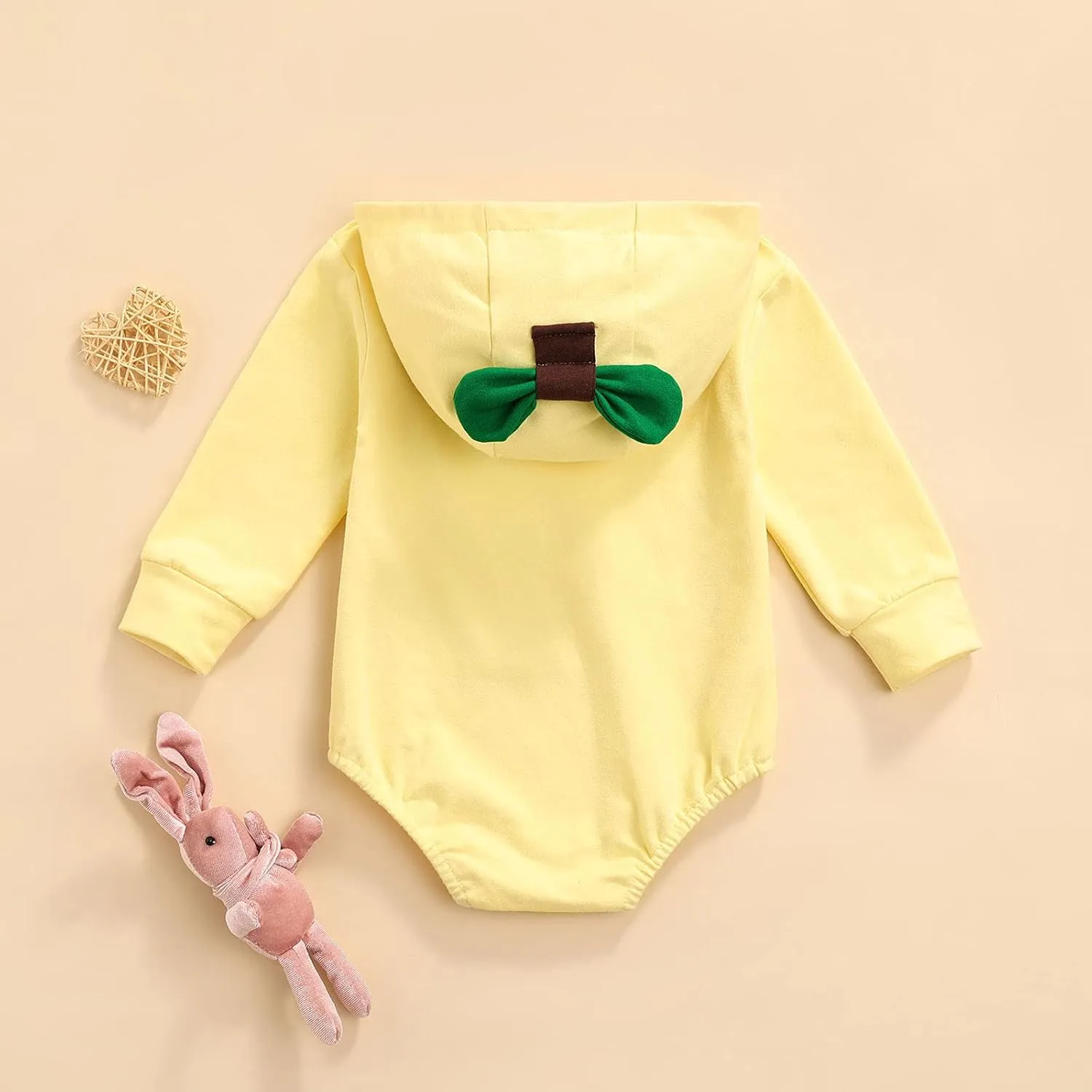 Toddler Baby Banana Outfit Infant Banana Costume Long Sleeve Yellow Fruit Romper Hooded Pullover Girl Boy Clothes