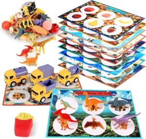 Toddler Sorting Playsets, Montessori Fruits Dinosaurs Animals Insects Balls Food Fish Poultry Sorting Matching Toys for 3 Years, Boys and Girls