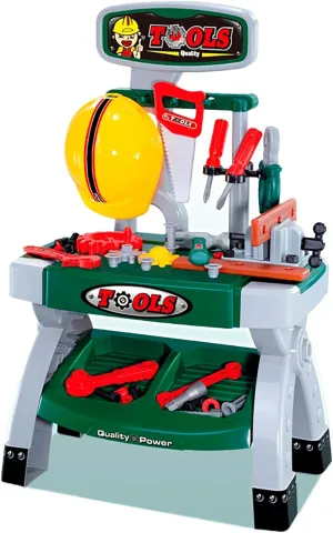 Toddler Tool Bench — Pretend Workbench with Toy Tools, Helmet, Screws & Gears, Creative Construction Playset for Hands-On Role Play, Gift for Kids Ages 3 