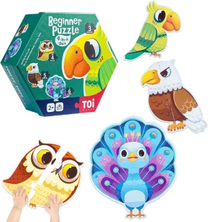 TOI Large Piece Toddler Puzzles for 2-4 Years Old, 4 Packs Beginner Puzzles for Toddlers, Kids Big Shape Preschool Learning Puzzle for Boys Girls Gift, Forest Birds