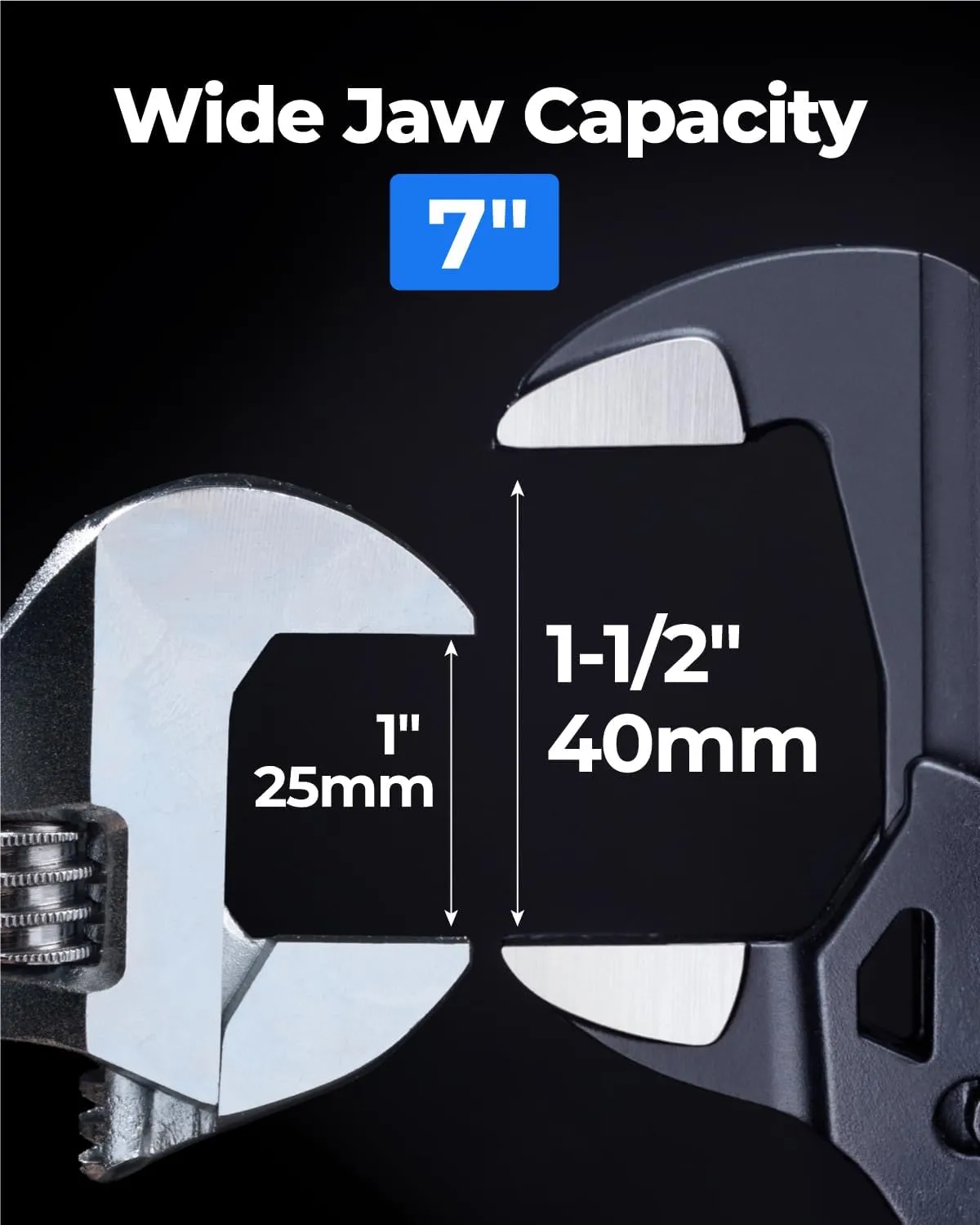 toolant 7-INCH Plier Wrench, CR-V Construction Adjustable Wrench With Pouch, Black Finish Smooth Jaw Pliers, Parallel Jaws with Comfortable Grips, Suitable for All Types of Nuts, Water Pipes, etc