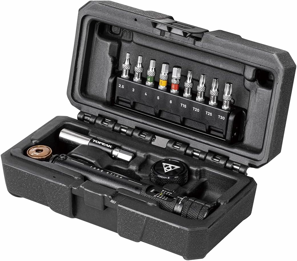 Topeak Torq Stick Pro 2-10 Nm, Tool Box w/TorqStick 2-10nm, Finger bit Holder, Speed Sleeve bit Holder, 9 Tool bits (2-10Nm, 9 Tool Bits)