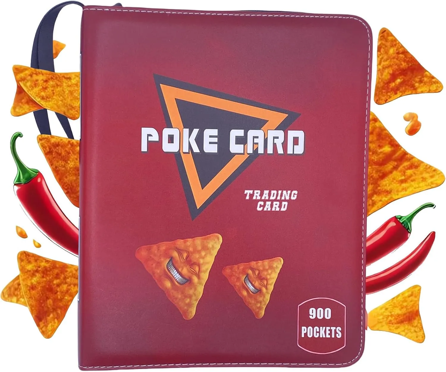 Trading Card Binder Album, 900 Pockets, 50 Removable Sleeves, 3-Ring Zipper, 9-Pocket Pages (Red 900)