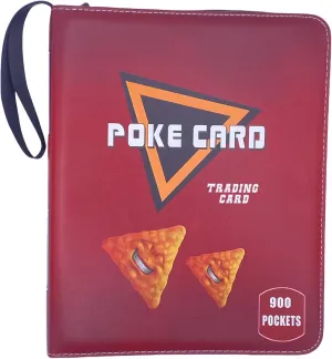 Trading Card Binder Album, 900 Pockets, 50 Removable Sleeves, 3-Ring Zipper, 9-Pocket Pages (Red 900)