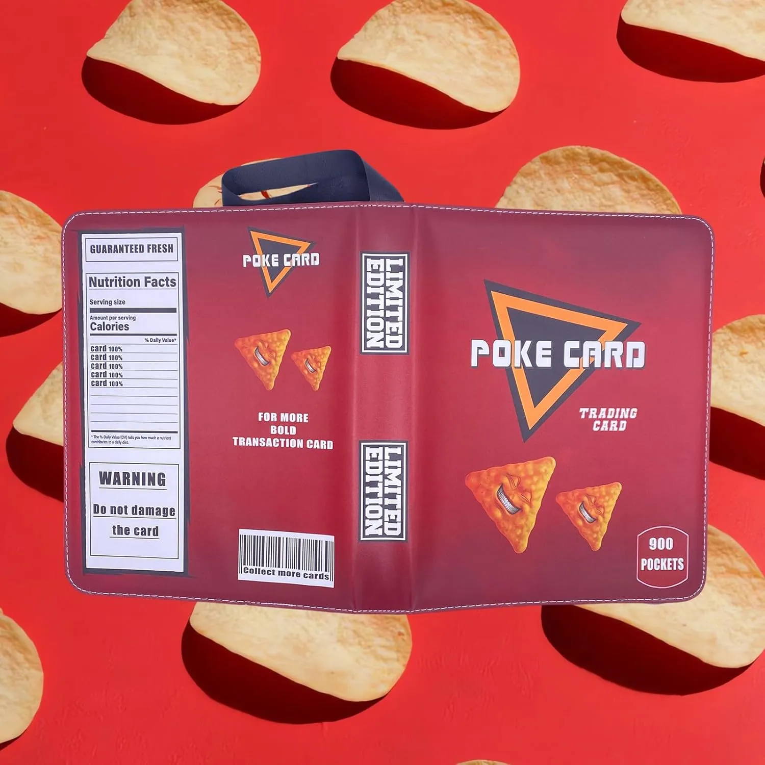 Trading Card Binder Album, 900 Pockets, 50 Removable Sleeves, 3-Ring Zipper, 9-Pocket Pages (Red 900)