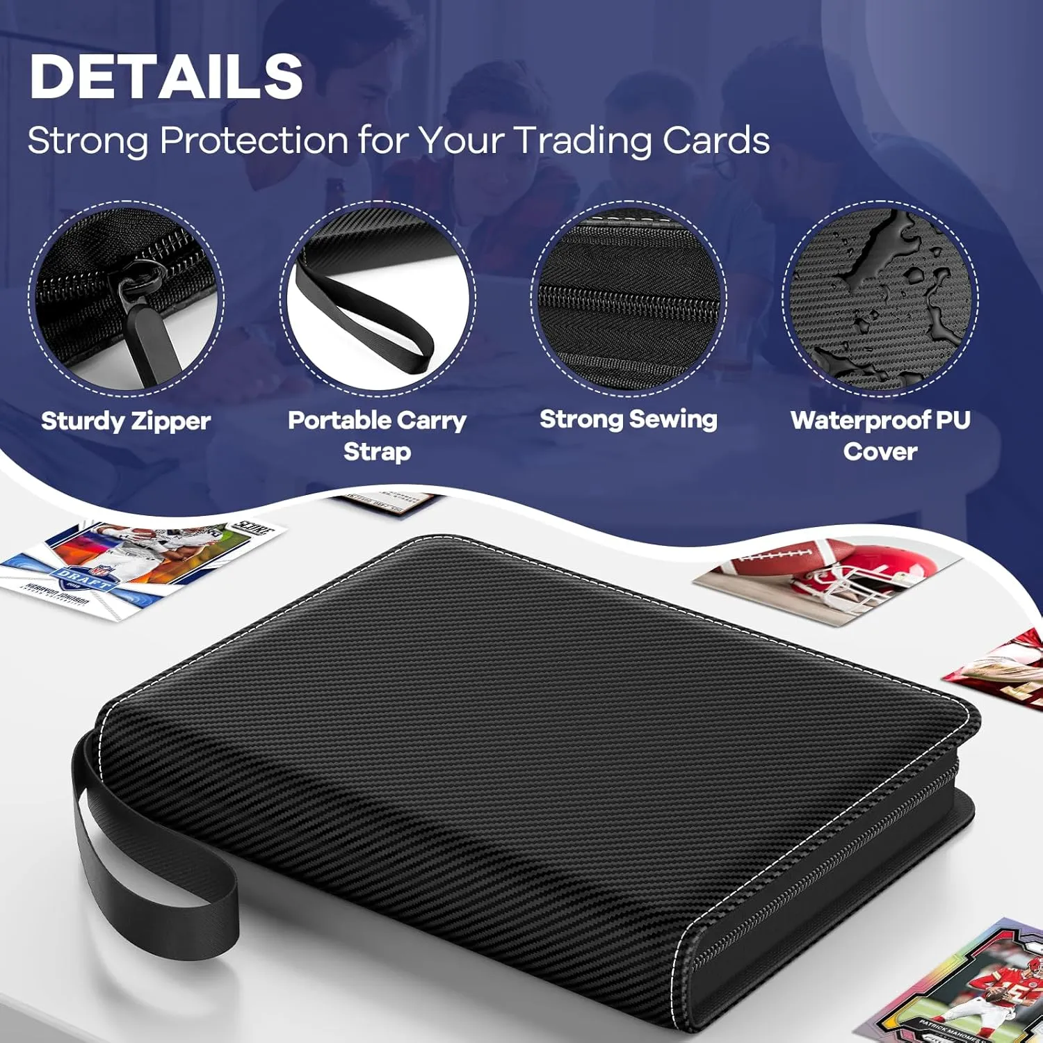 Trading Card Binder with Sleeves, 9 Pocket Trading Card Binder Premium 720 Double Sided Pocket PU Card Collection Binder, Collectible Card Albums Card Folder for MTG, TCG, Sports Cards, Game Cards