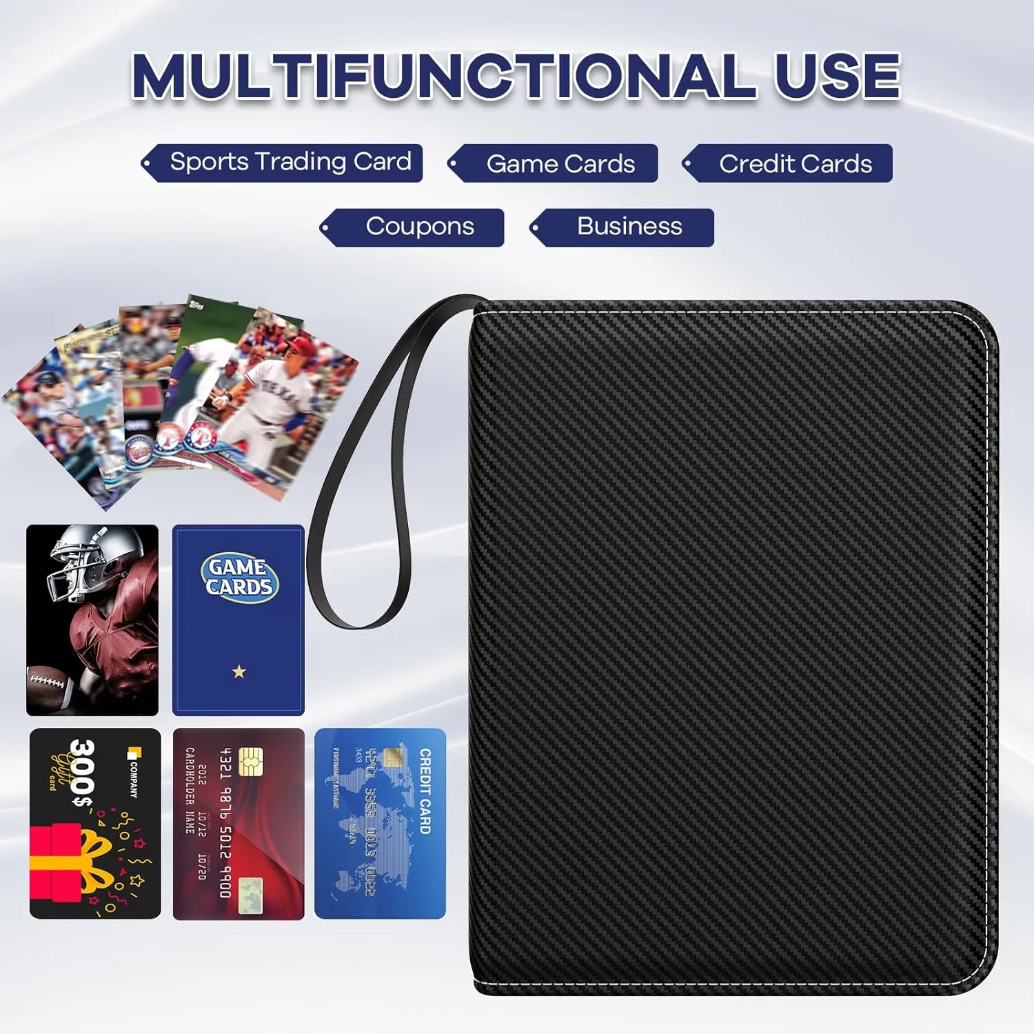 Trading Card Binder with Sleeves, 9 Pocket Trading Card Binder Premium 720 Double Sided Pocket PU Card Collection Binder, Collectible Card Albums Card Folder for MTG, TCG, Sports Cards, Game Cards