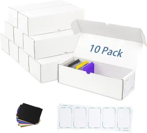 Trading Card Storage Box, 10 Pack Sports Card Storage Boxes with Dividers & Labels for Baseball Cards