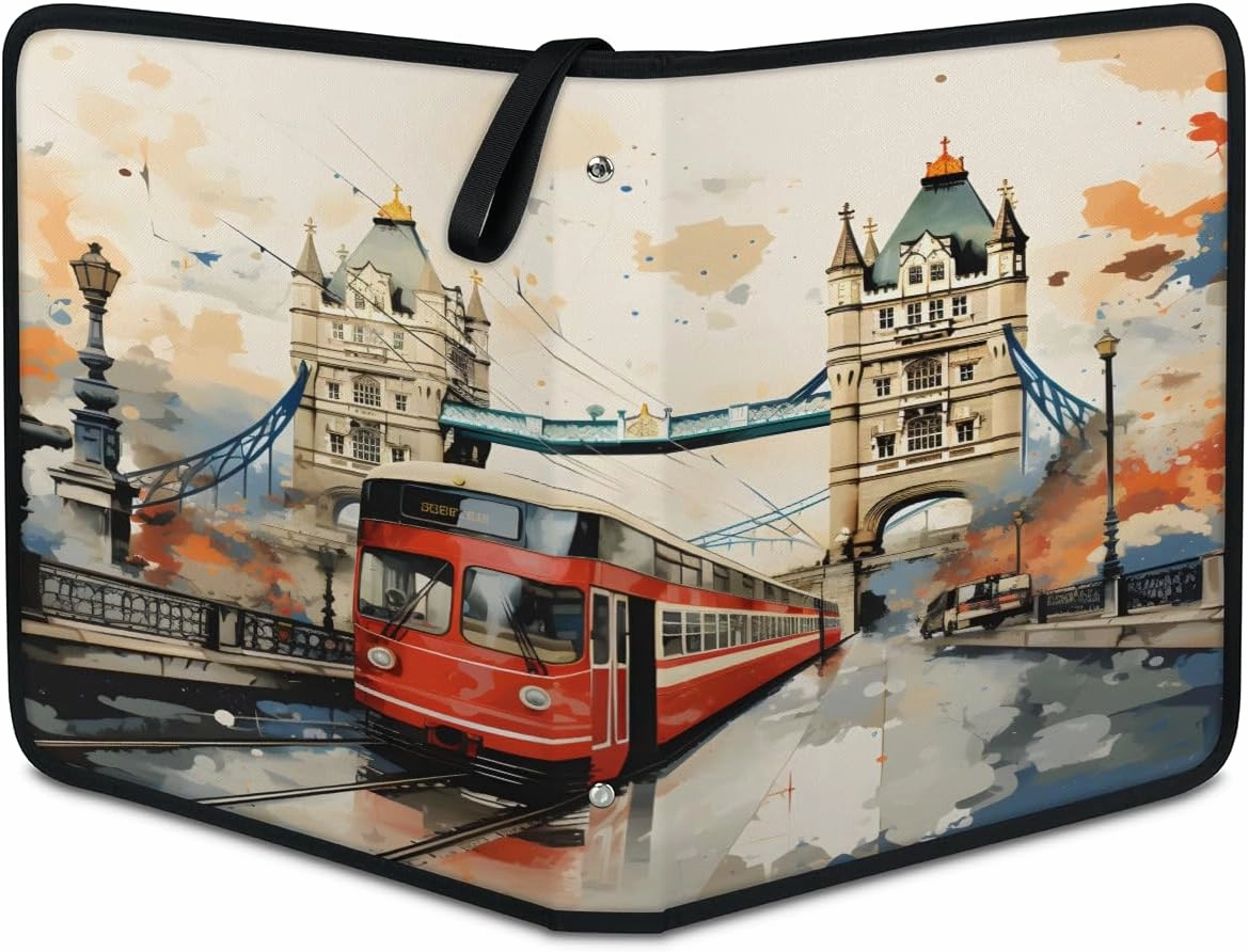 Tram 3 Ring Trading Zipper Binder Strap, Trading Card Binder 4 Pocket, 400 Pockets Card Holder with 50 Removable Sleeves for Game Cards