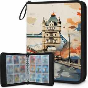 Tram 3 Ring Trading Zipper Binder Strap, Trading Card Binder 4 Pocket, 400 Pockets Card Holder with 50 Removable Sleeves for Game Cards