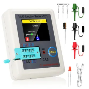 Transistor Tester FORIOT LCR Meter LCR-TC1 Multi-Function Transistor Meter ESR Tester with TFT Full Color Display Capacitor Detector for LCR ESR PNP NPN Zener Diode