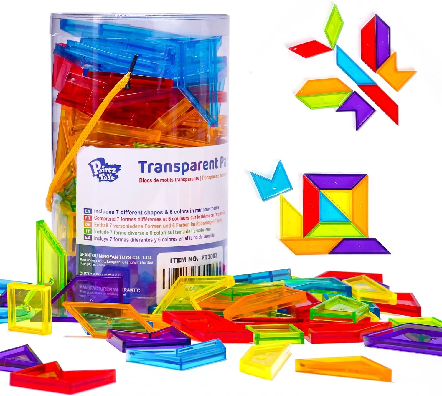 Transparent Pattern Blocks, 126 Pcs Geometric Shapes Blocks, Tangram Puzzles, Practice Sorting Counting Patterning, Math Manipulatives for Kids, Back to School Supplies, Teacher Supplies