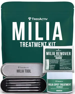TreeActiv Milia & Acne Spot Treatment 3 Items Tool Kit, Eye Milia Remover Treatment, Includes 0.5oz Overnight Milia Remover Cream with Bentonite Clay and Aloe Vera, Milia Extractor Tool Kit Acne Treat