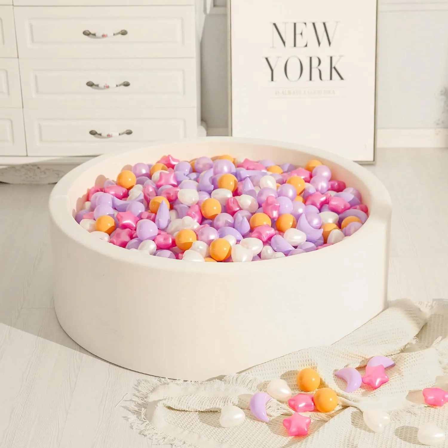 TRENDPLAY Star Ball Pit Balls 100-Piece Set: Vibrant Mix of Shapes - Larger Star Heart Shapes for Kids, Perfect for Parties, Playtime, Small or Medium