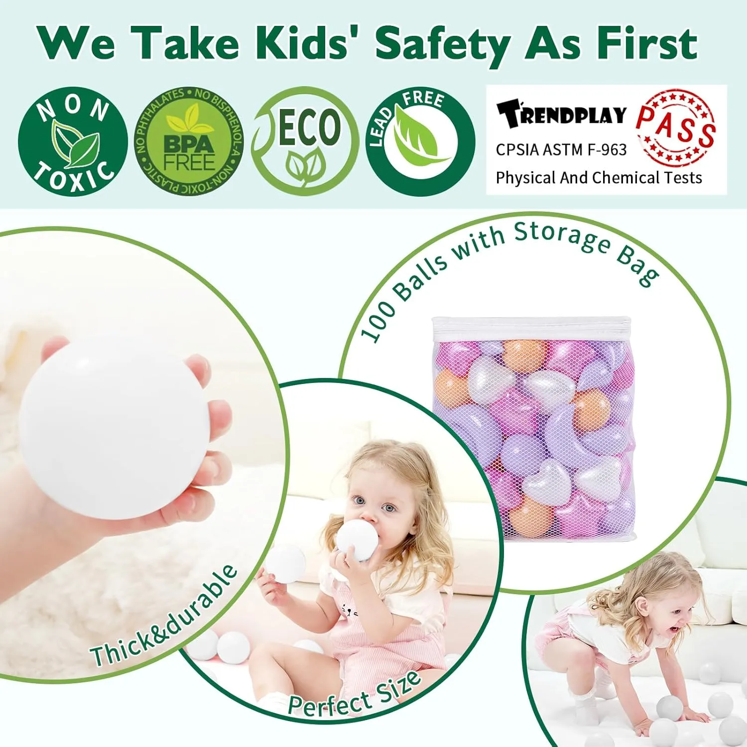 TRENDPLAY Star Ball Pit Balls 100-Piece Set: Vibrant Mix of Shapes - Larger Star Heart Shapes for Kids, Perfect for Parties, Playtime, Small or Medium