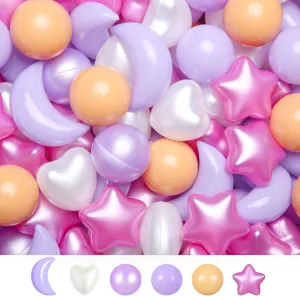 TRENDPLAY Star Ball Pit Balls 100-Piece Set: Vibrant Mix of Shapes - Larger Star Heart Shapes for Kids, Perfect for Parties, Playtime, Small or Medium