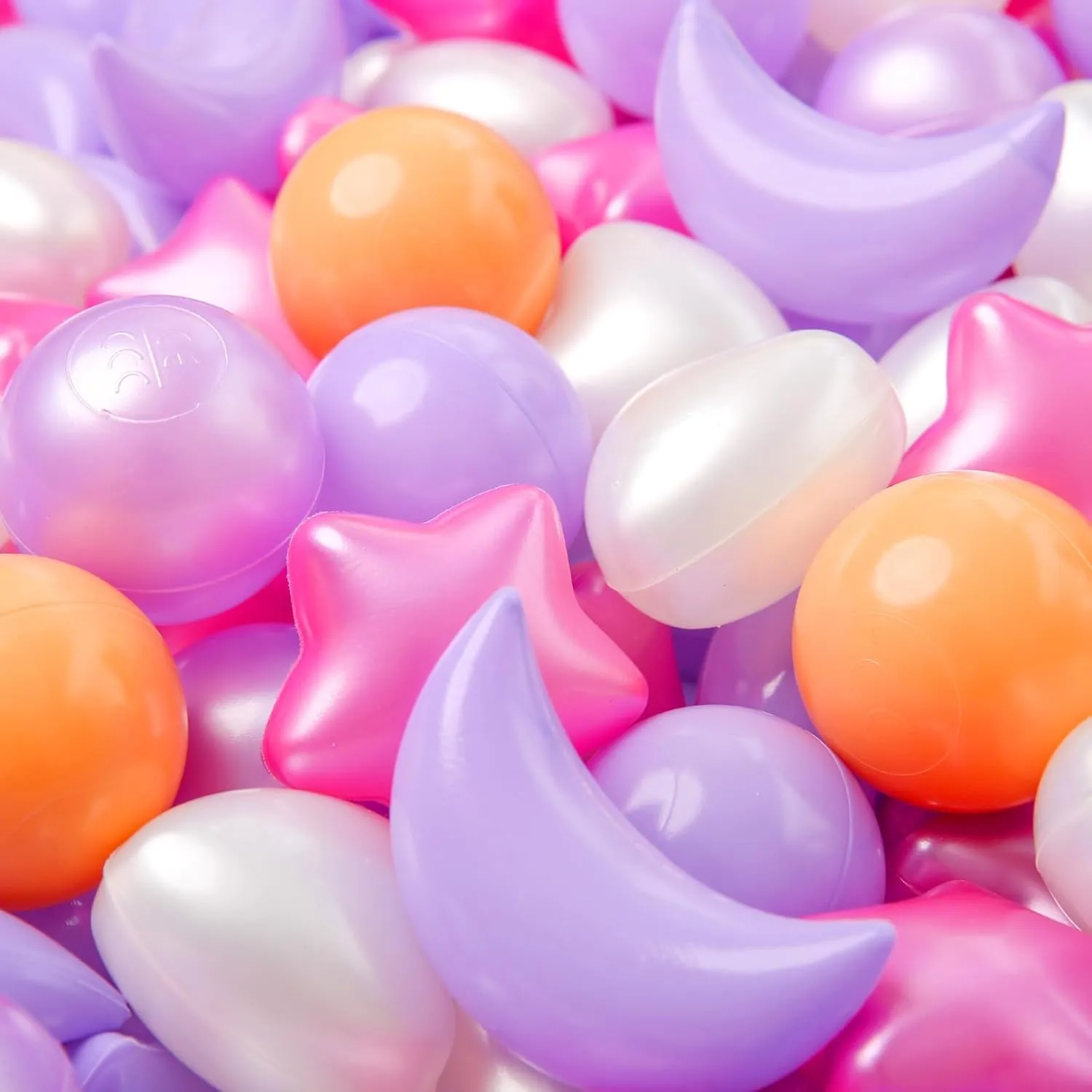 TRENDPLAY Star Ball Pit Balls 100-Piece Set: Vibrant Mix of Shapes - Larger Star Heart Shapes for Kids, Perfect for Parties, Playtime, Small or Medium