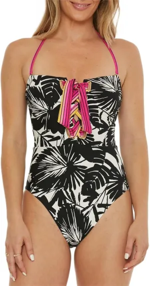 Trina Turk Women's Standard Lennox Bandeau One Piece Swimsuit, Plunge Neck, Bathing Suits