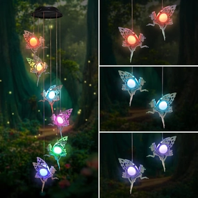 Tryme Solar Wind Chimes for Outside Changing Colors Fairy Wind Chime Lights Windchimes Outdoors Unique Decorative Mobile Gifts for Mother's Day Thanksgiving Christmas Birthday