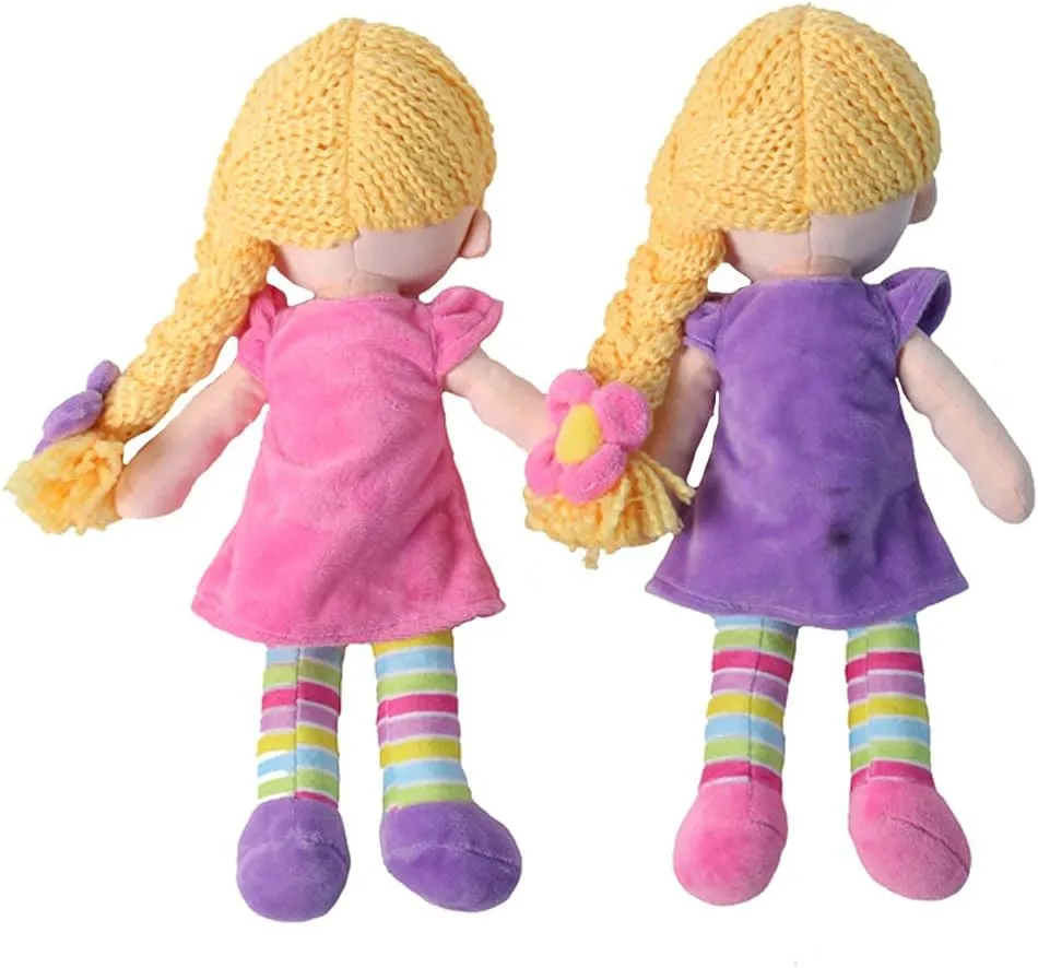 Twin Sister Plush 14" Dolls (Set of 2) Pink & Purple