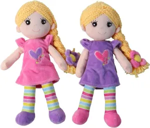 Twin Sister Plush 14" Dolls (Set of 2) Pink & Purple