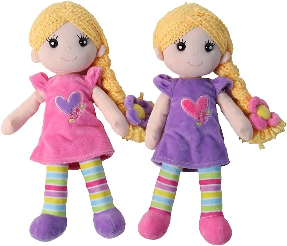 Twin Sister Plush 14" Dolls (Set of 2) Pink & Purple