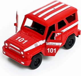 UAZ Hunter SUV 1:43 Scale Russian Fire Guard, Pull Back Action, Red
