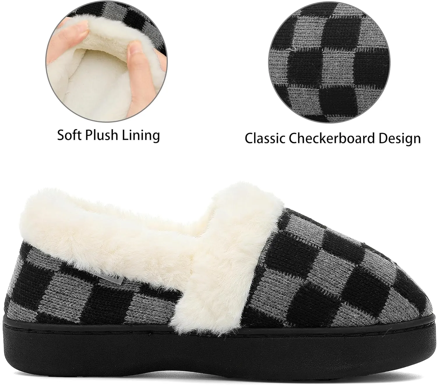 UBFEN Womens Fuzzy House Slippers Warm Bedroom Shoes with Faux Fur Lining Non Slip Memory Foam Slippers for ladies Indoor and Outdoor