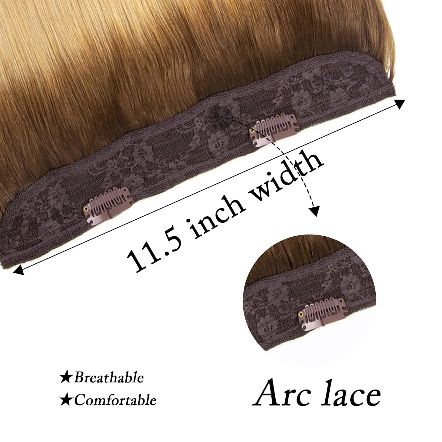Ugrace Hair Wire Hair Extensions Real Human Hair Balayage Chocolate Brown to Dark Blonde 14 inch 70g Transparent Invisible Fish Line Straight Clip in Human Hair Extensions for Women
