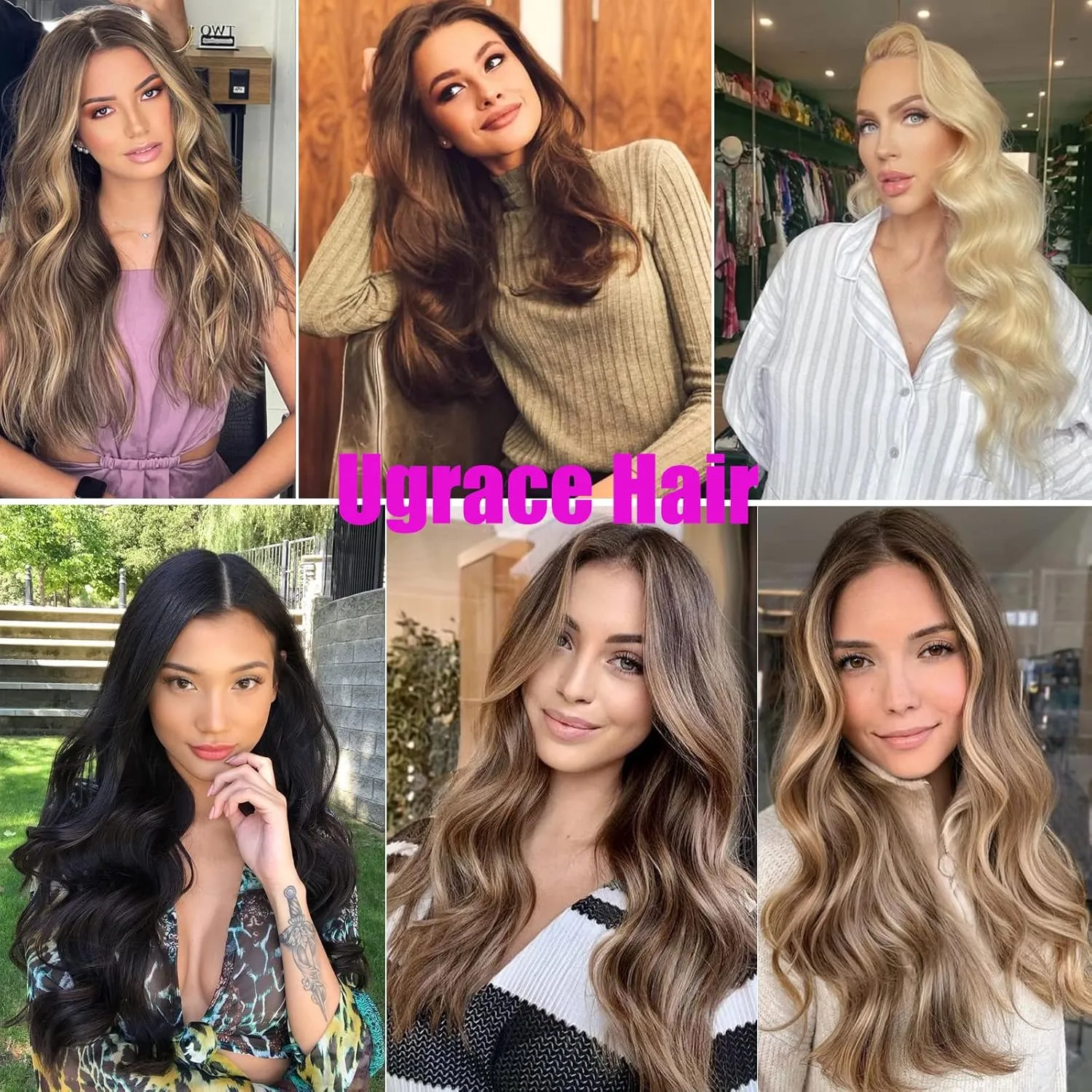 Ugrace Hair Wire Hair Extensions Real Human Hair Balayage Chocolate Brown to Dark Blonde 14 inch 70g Transparent Invisible Fish Line Straight Clip in Human Hair Extensions for Women