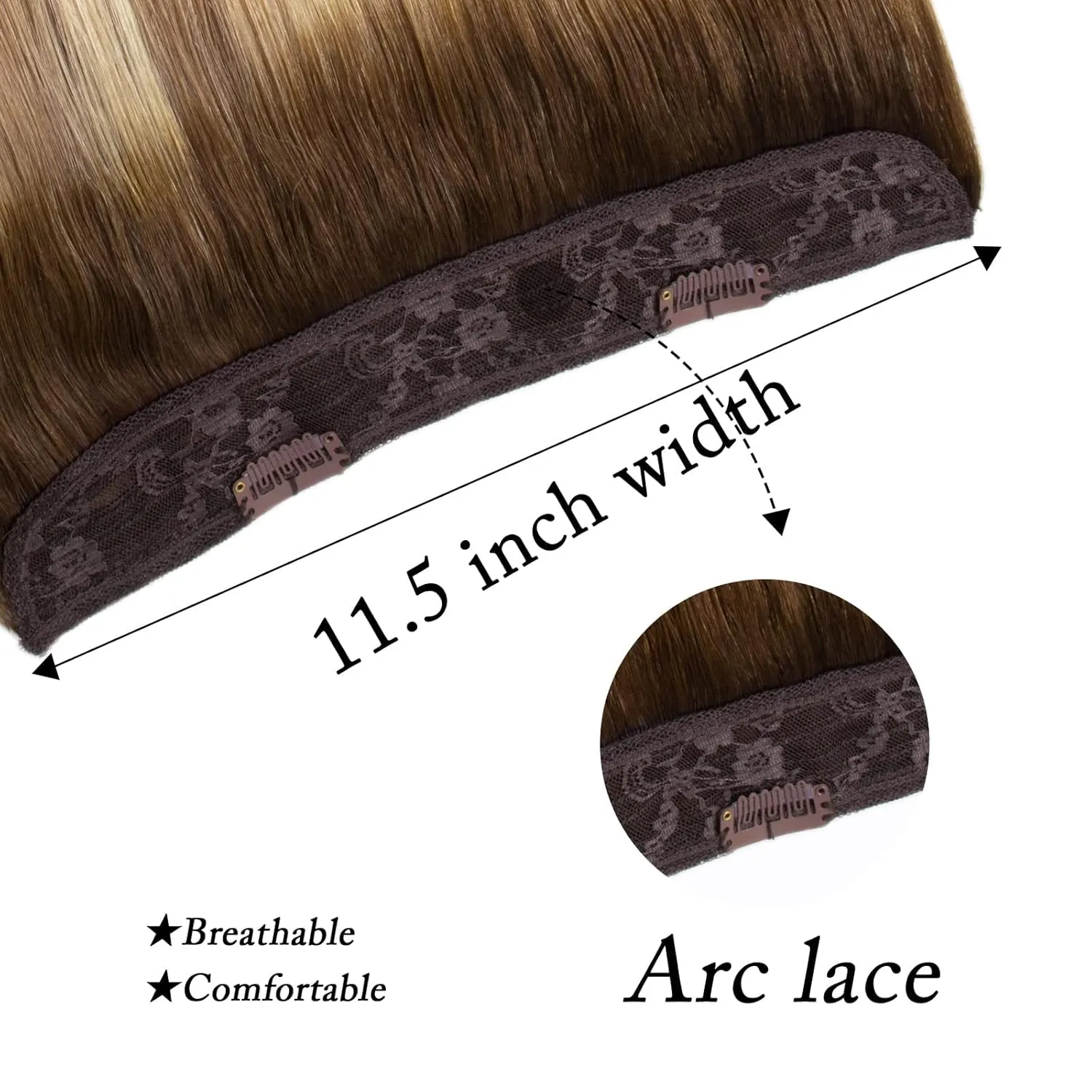 Ugrace Hair Wire Hair Extensions Real Human Hair Balayage Light Brown to Ash Brown and Bleach Blonde 18 inch 90g Transparent Invisible Fish Line Straight Clip in Human Hair Extensions for Women