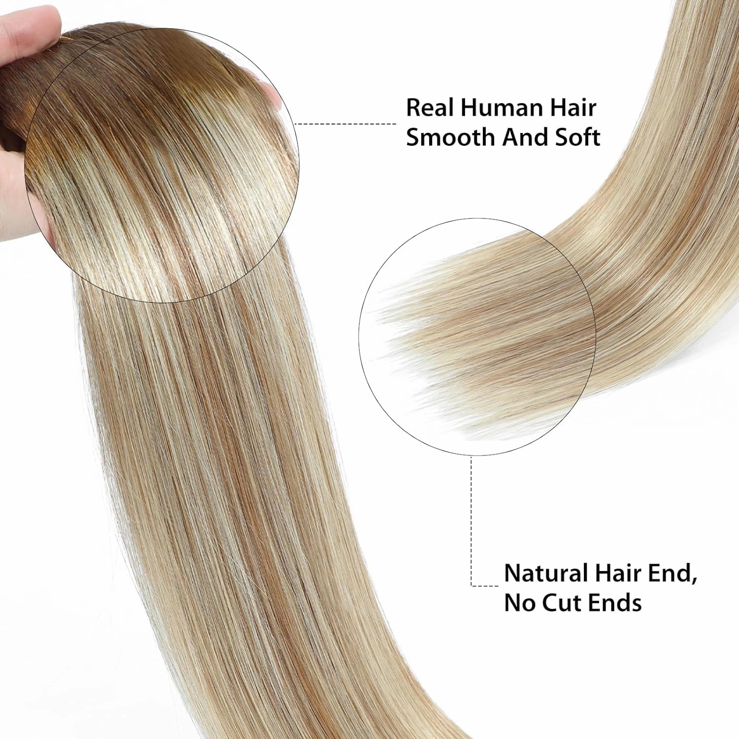 Ugrace Hair Wire Hair Extensions Real Human Hair 14 inch 70g Transparent Invisible Fish Line Straight Clip in Human Hair Extensions for Women