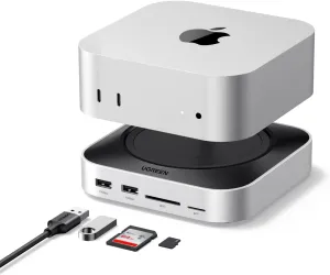 UGREEN Mac mini M4 Dock & Stand with NVMe SSD Enclosure, 3 USB A 10Gbps, USB C Data Port, SD Card Reader for Mac mini M4/ M4 Pro