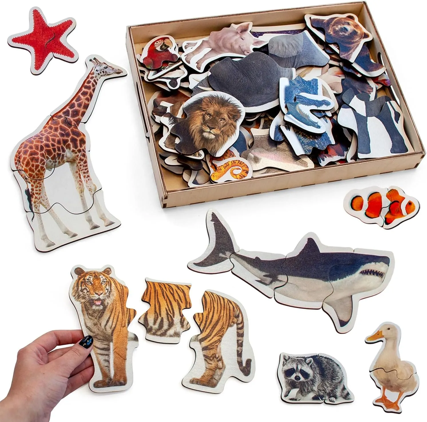 Ulanik Animals Toddler Puzzles, Wooden Puzzles for Toddlers 3-5, Jigsaw Puzzles, Kids Puzzles, Learning Toys for 3 Year Old, Preschool Games — 29 Animal Figurines