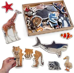 Ulanik Animals Toddler Puzzles, Wooden Puzzles for Toddlers 3-5, Jigsaw Puzzles, Kids Puzzles, Learning Toys for 3 Year Old, Preschool Games — 29 Animal Figurines