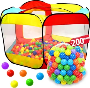 Ultimate Kids Play Set: Pop Up Ball Pit Tent with 200 Colorful Crush-Proof Balls